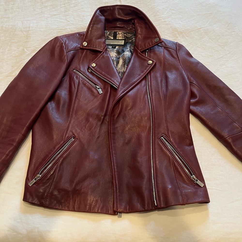 Maroon Genuine Leather Motorcycle Jacket